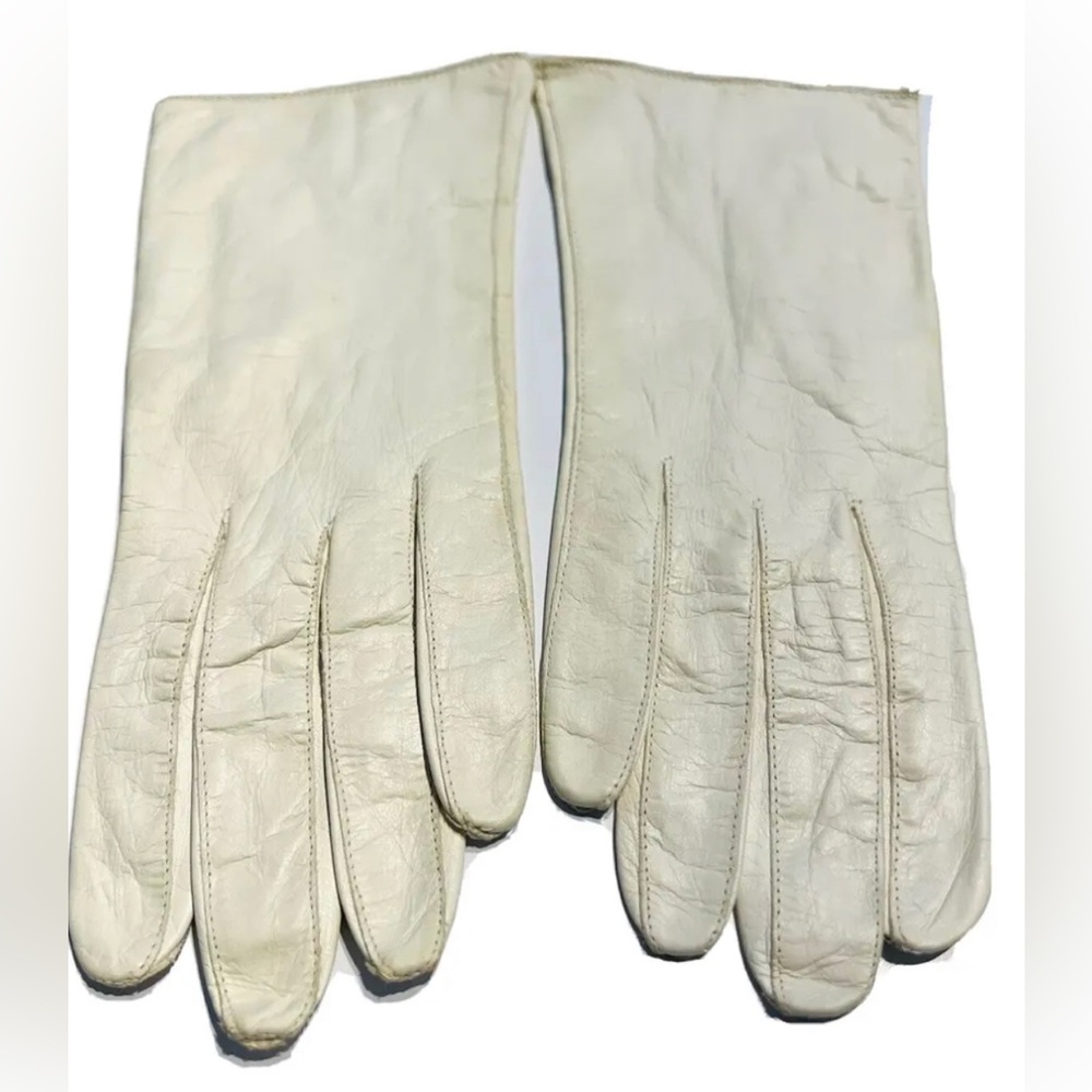Vintage Lord & Taylor White 100% Leather Women’s Gloves FRANCE